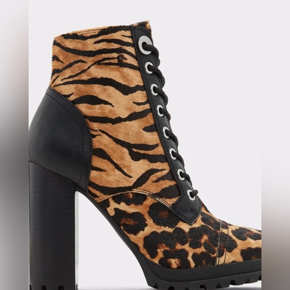 ALDO leopard print moto-inspired ankle boots. Size 10. NEW!! - Picture 2 of 9